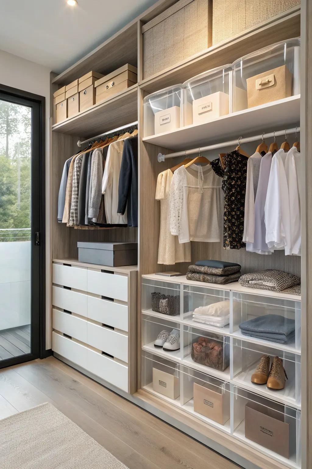 Clear storage options offer style and practicality.