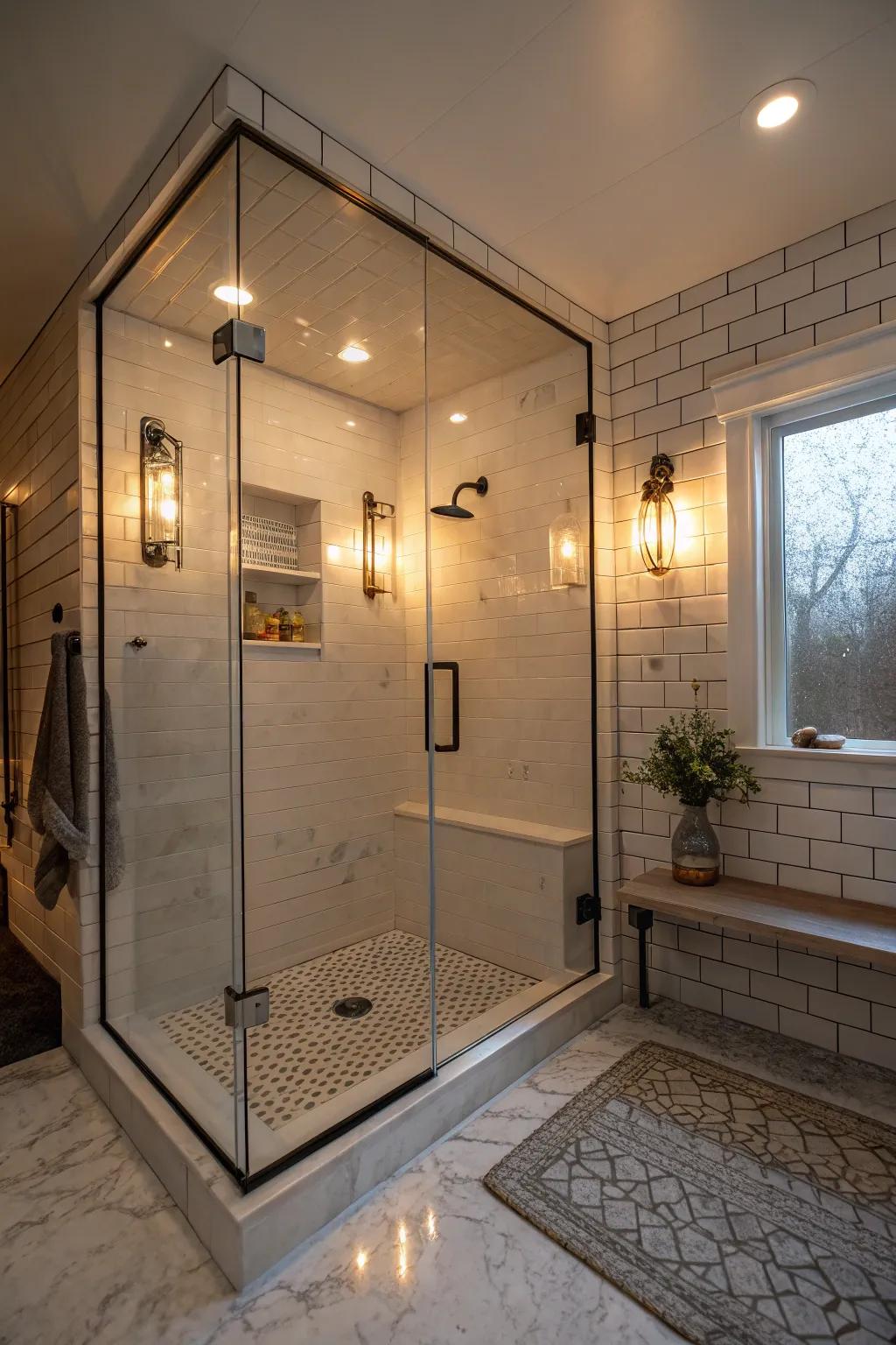Accent lighting enhances the mood and draws attention to important features.