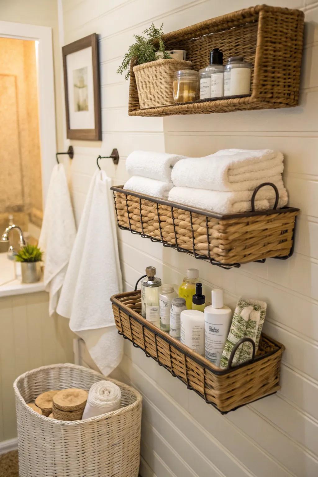Vessel walls in washrooms contribute elegance and practicality.