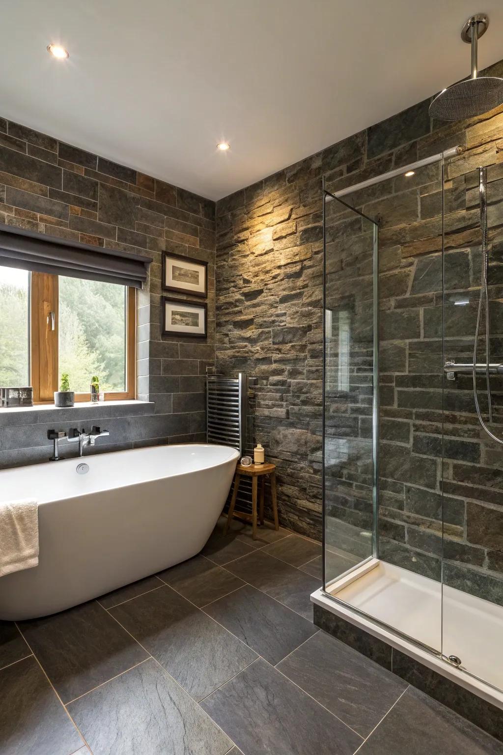 The addition of stone walls introduces an air of natural sophistication and classic charm.