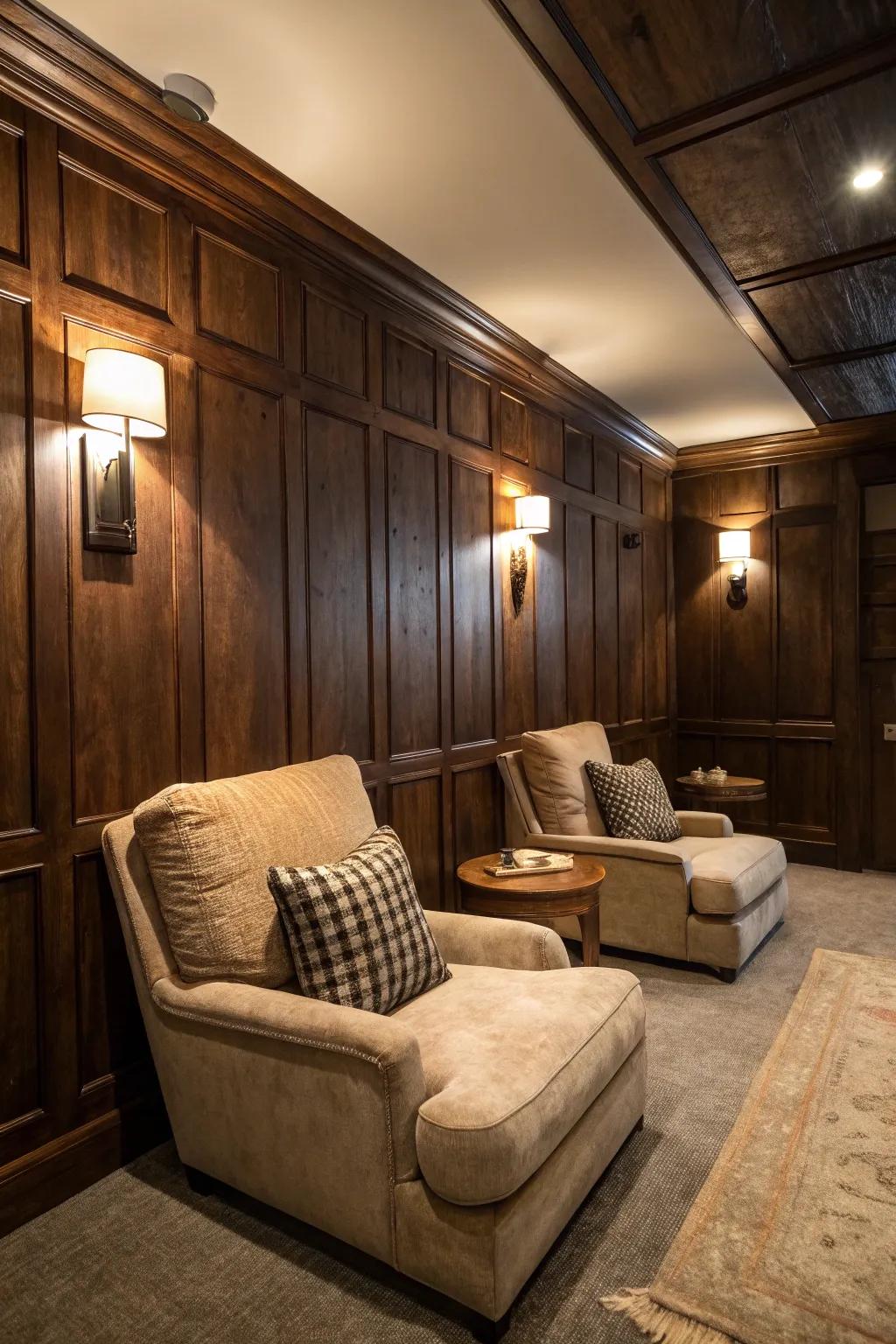 Sophisticated theatrics through murky tinted timber.