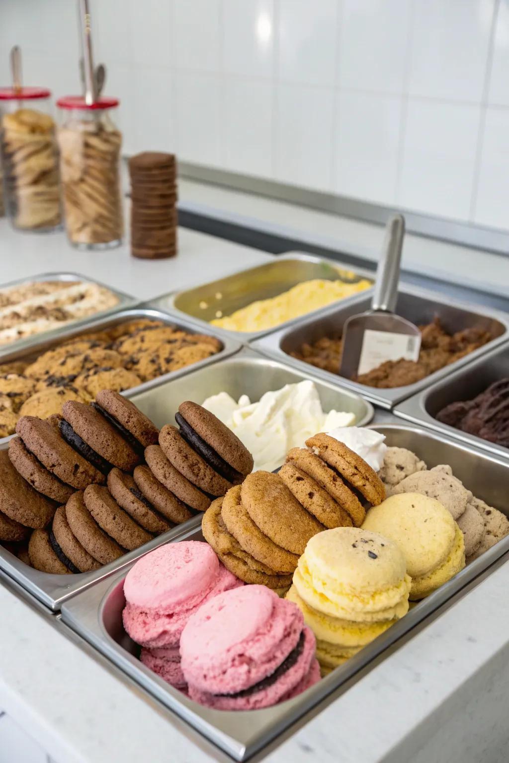 Custom frozen cream sandwiches for a heavenly treat.