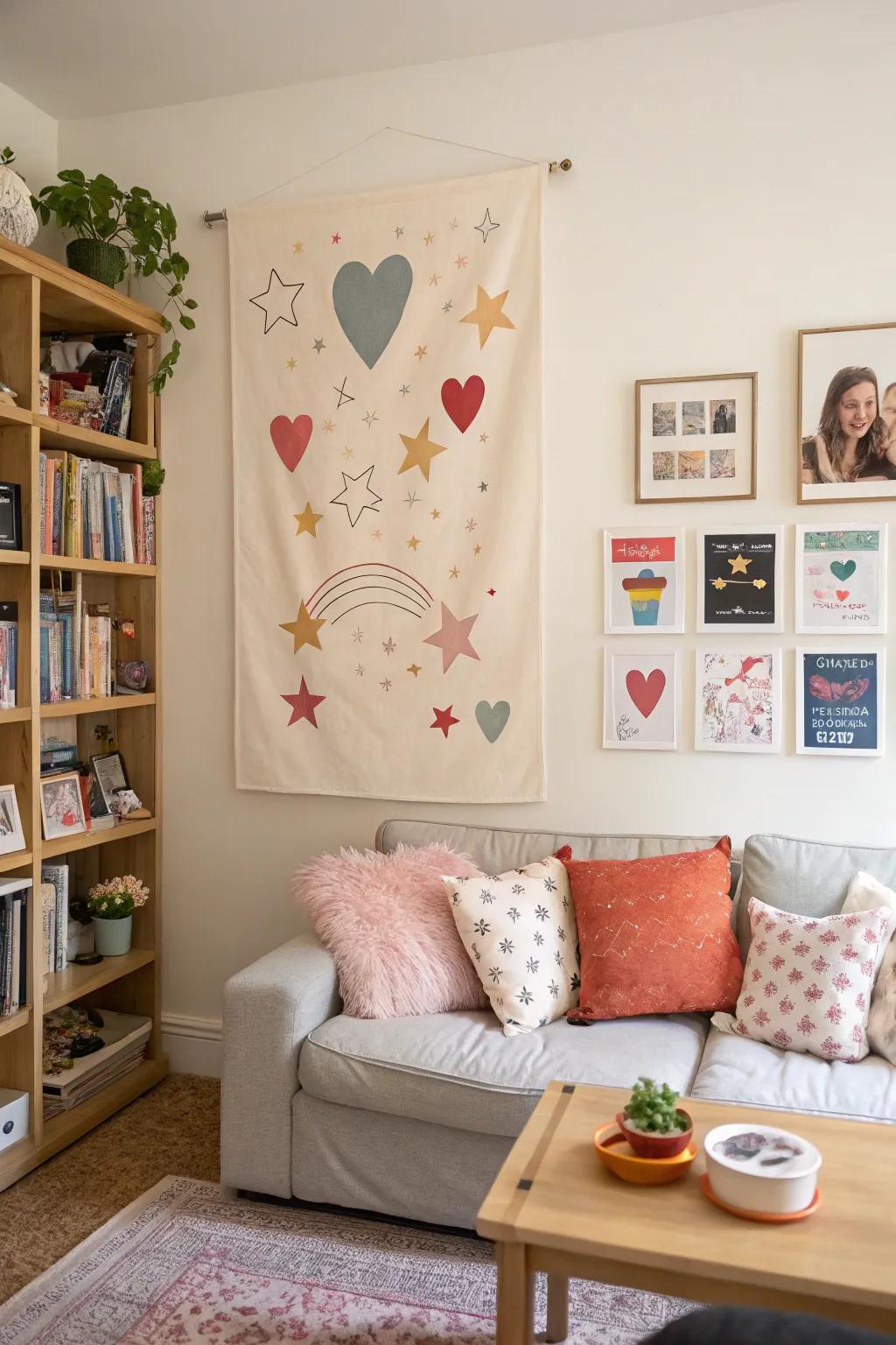 Symbols such as hearts add warmth to welcome displays.