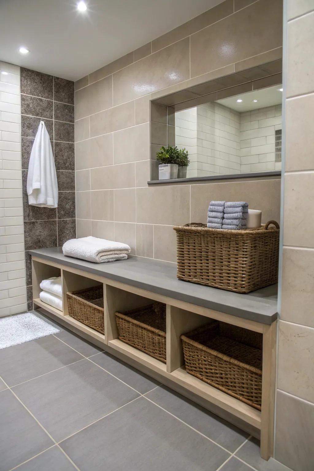 Practical elements that enhance the wet room’s convenience.