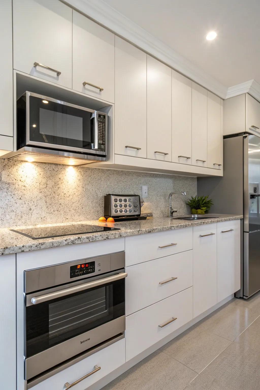 A below-counter microwave for a refined and functional kitchen.