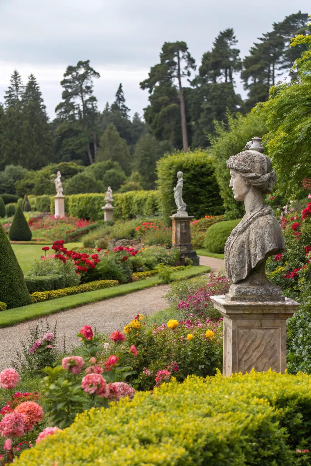 Artistic sculptures can add unique character to your garden.