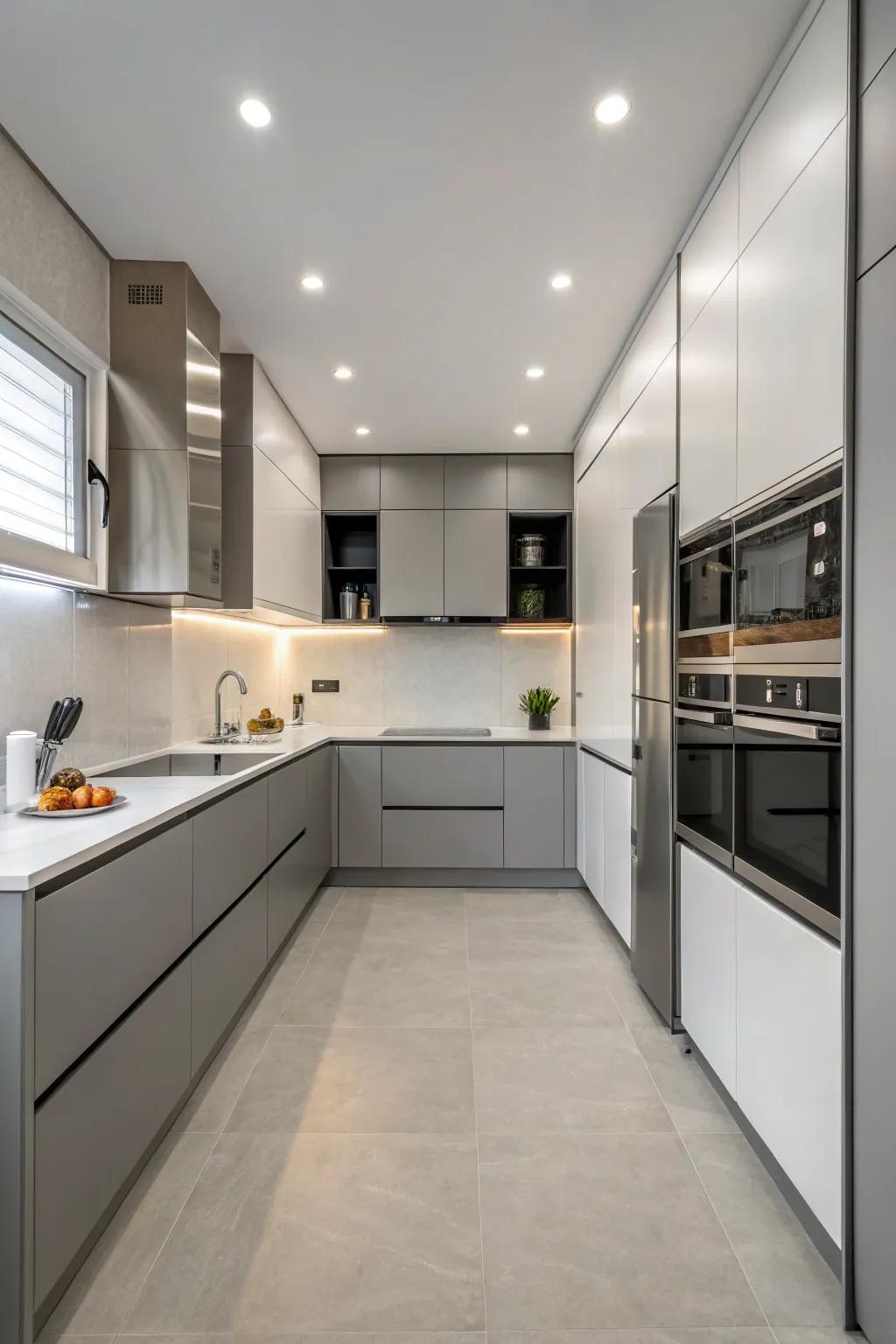 Integrated gadgetry fashions a unified cooking space blueprint.