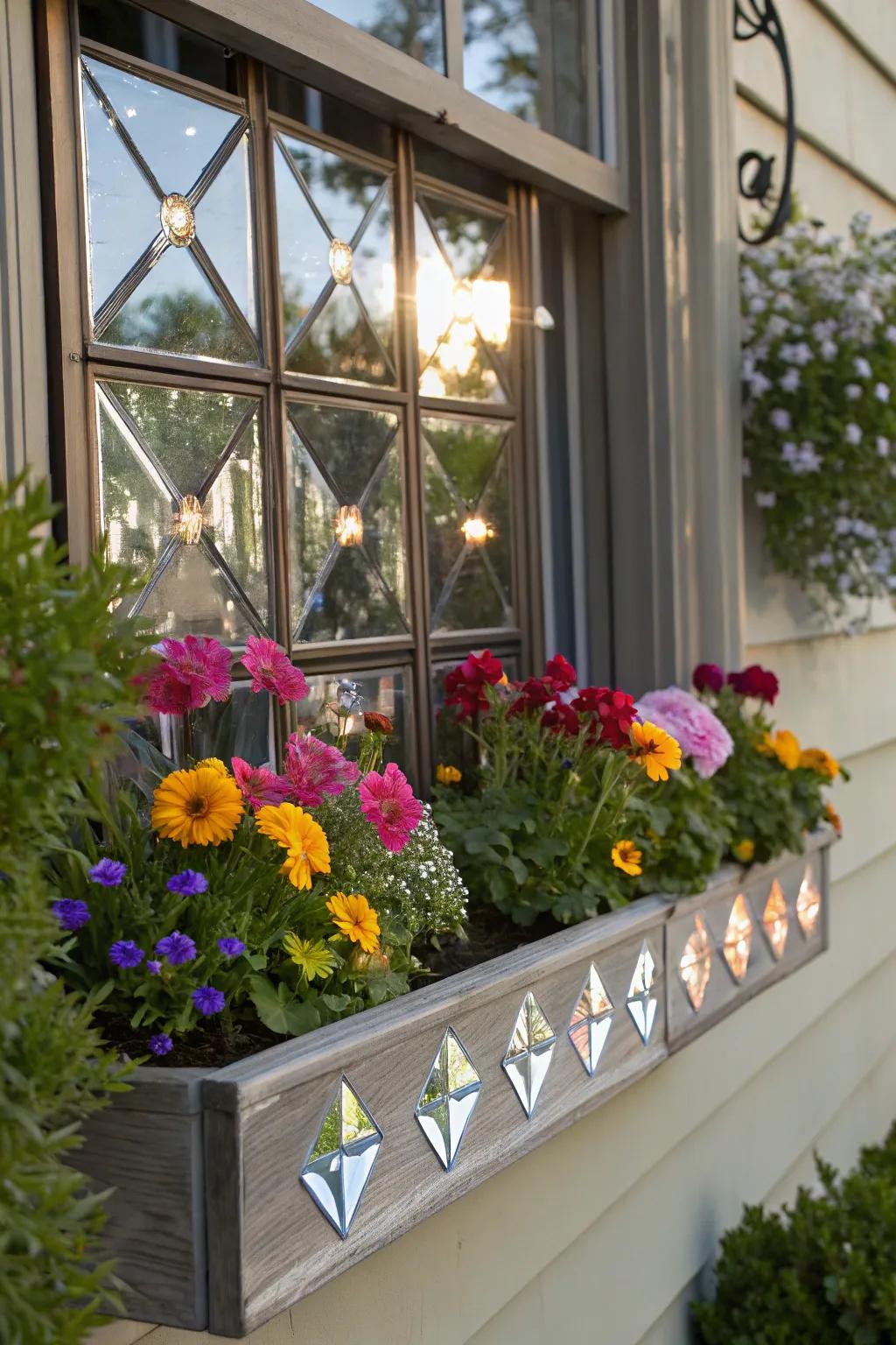 Mirrors in a window box produce stunning reflections