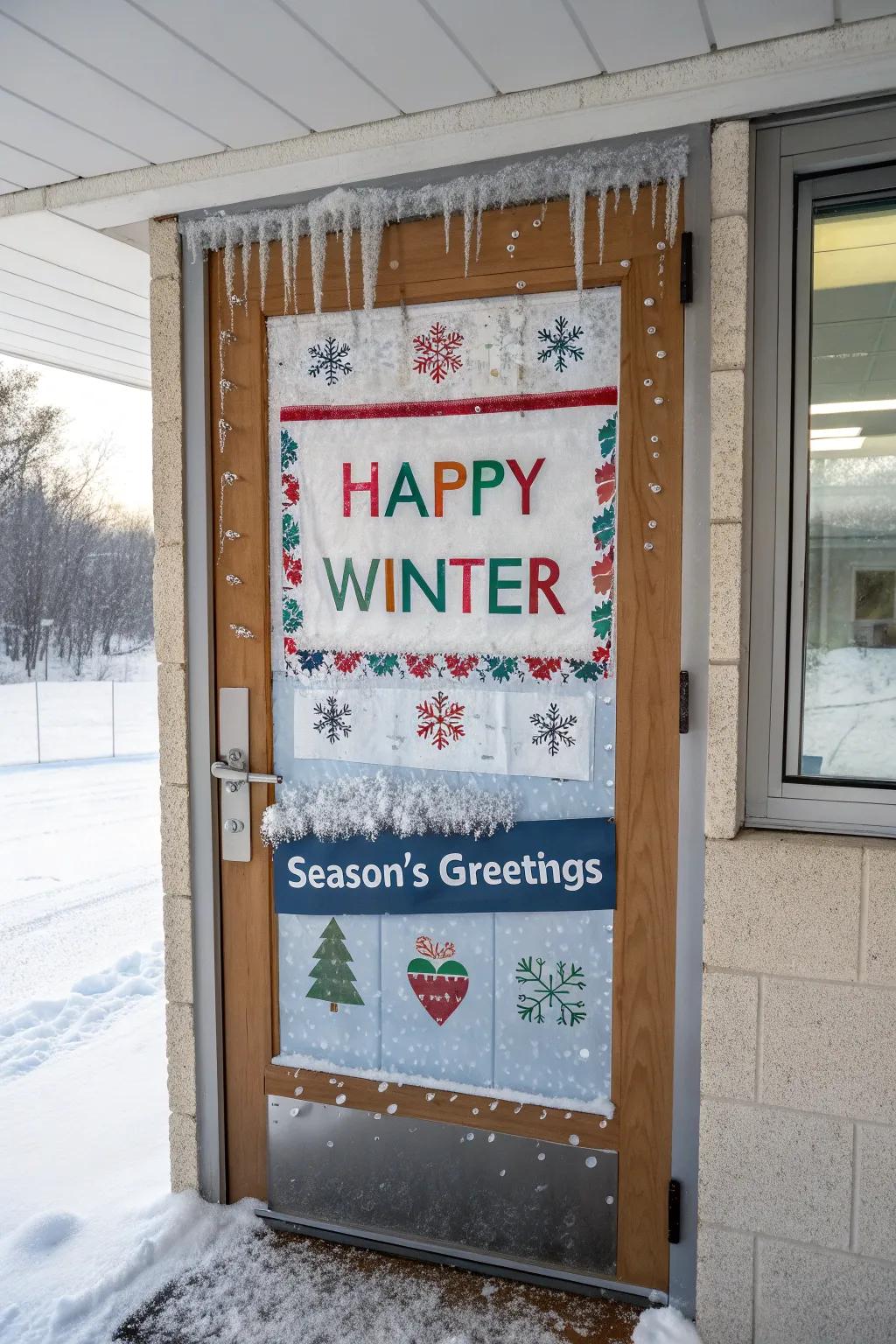 Winter wordplay brings educational fun to this door