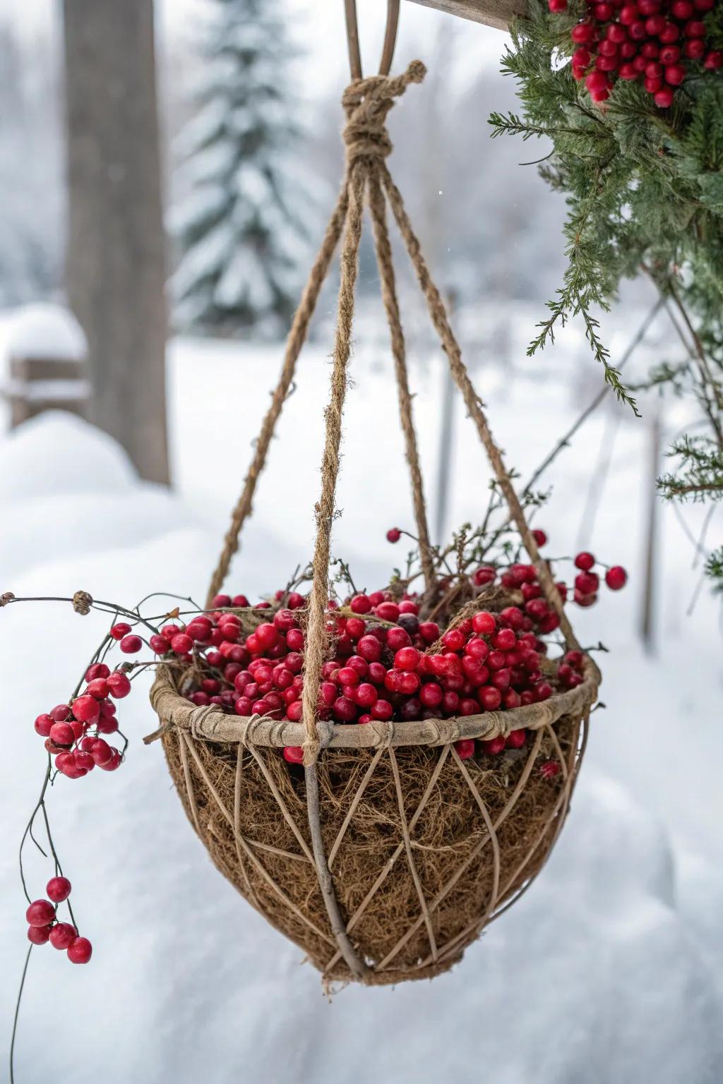 Berries and twine fashion a cozy, handmade ambiance.