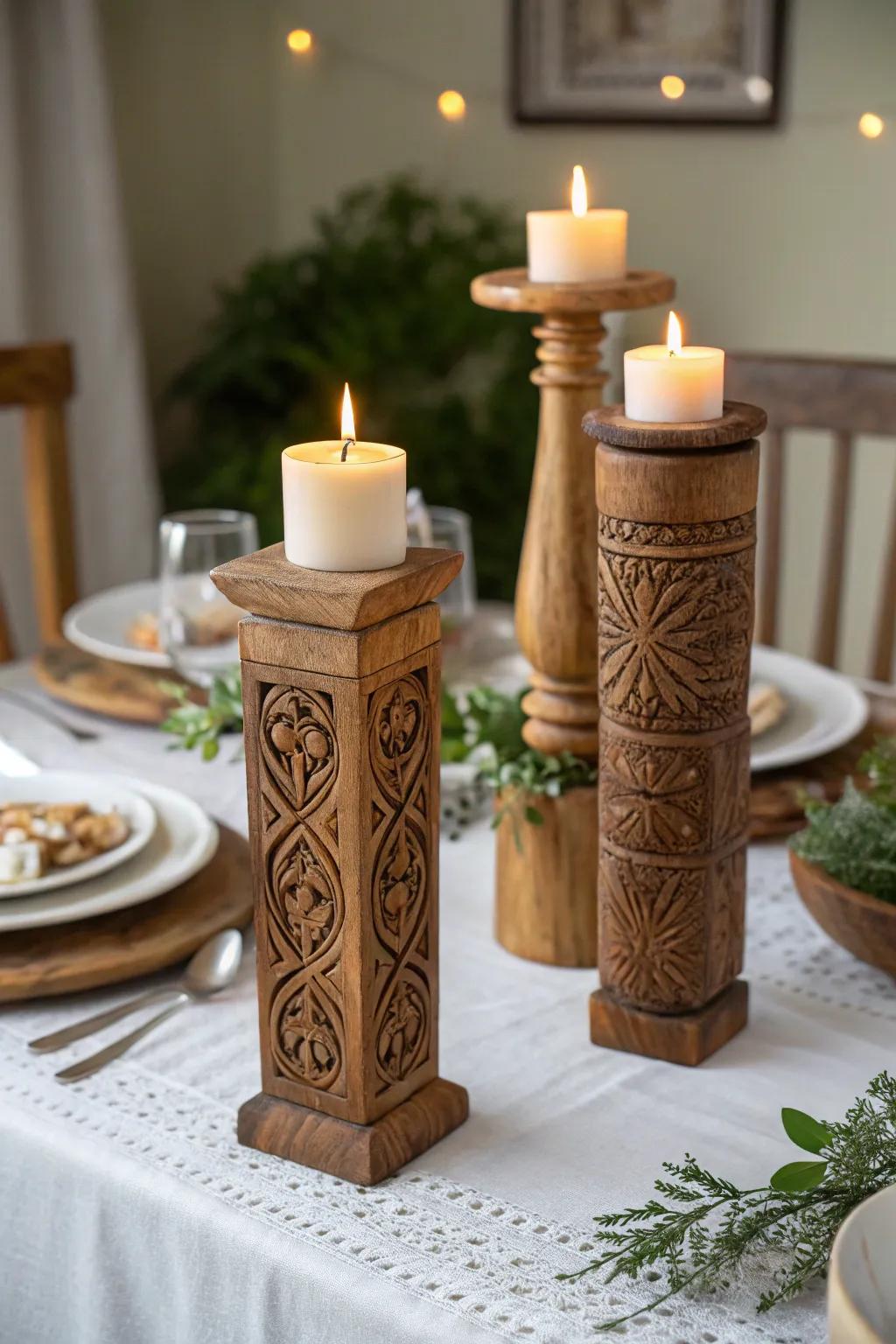Inscribed candle holders lighting up those special times.