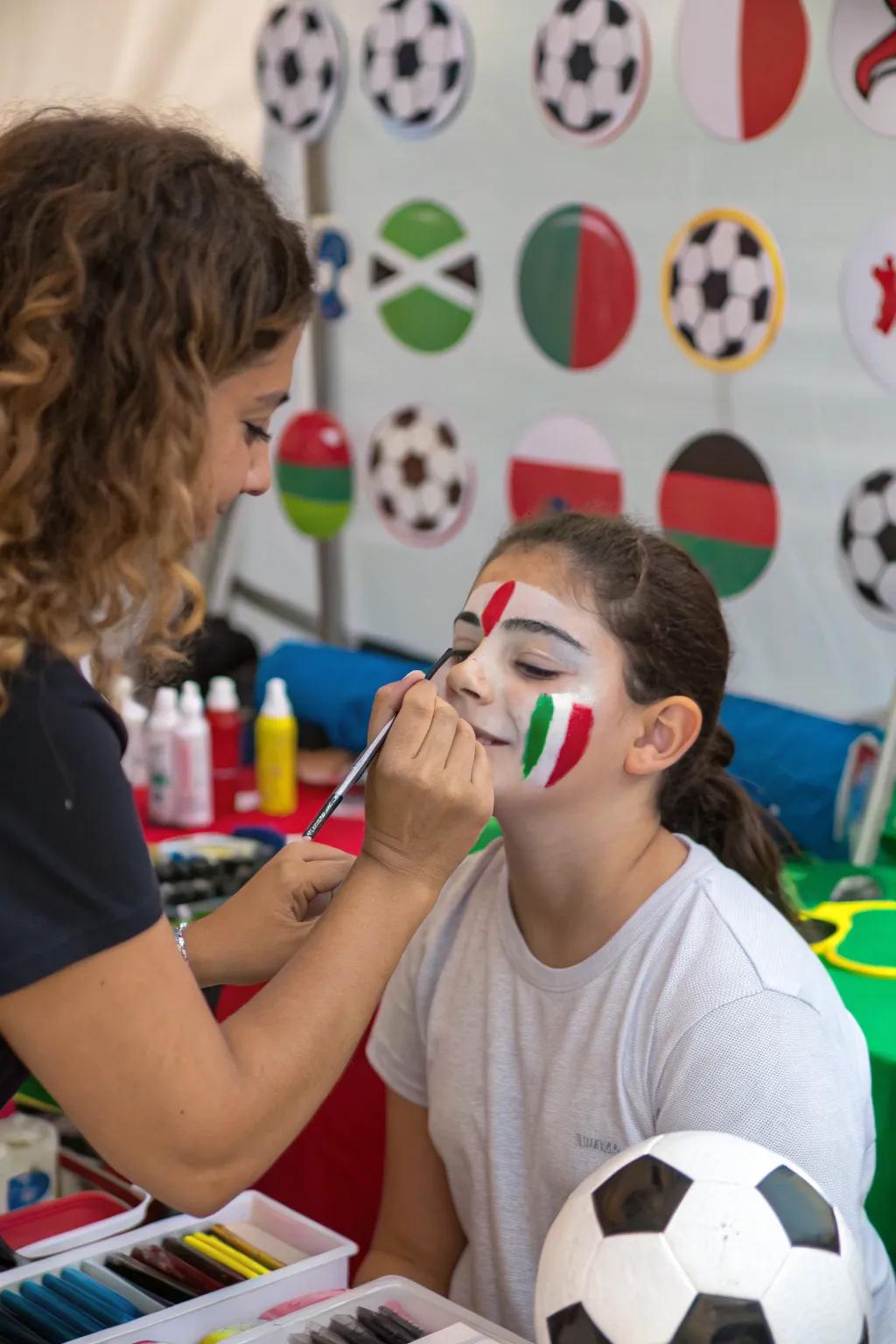 Face painting allows guests to wear their team's colors with pride.