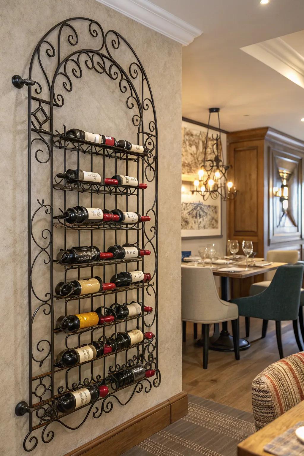An iron wine display showcases your passion with flair.