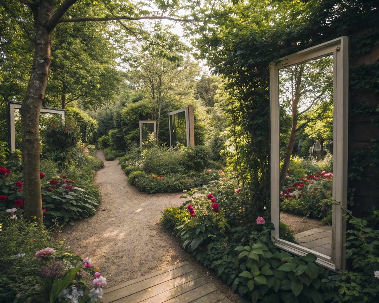 Garden mirrors can magically extend the appearance of outdoor spaces, creating depth and intrigue within natural settings.