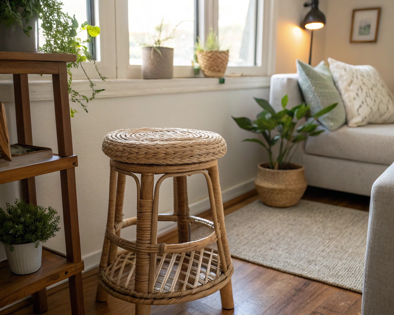 In living rooms and bathrooms, garden stools make excellent side tables and decorative accents.