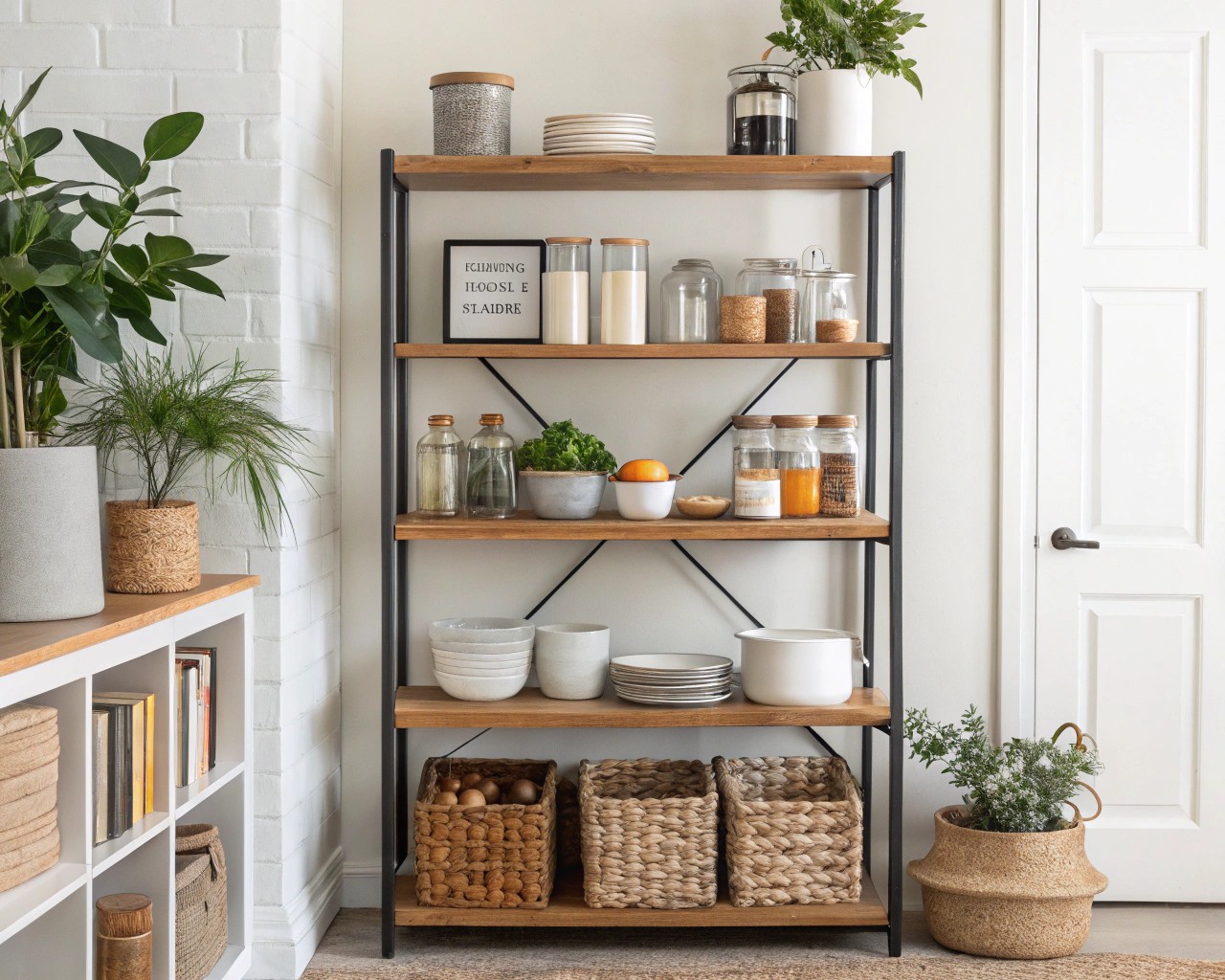 Layering and varying object placement can add depth and interest to shelf displays.