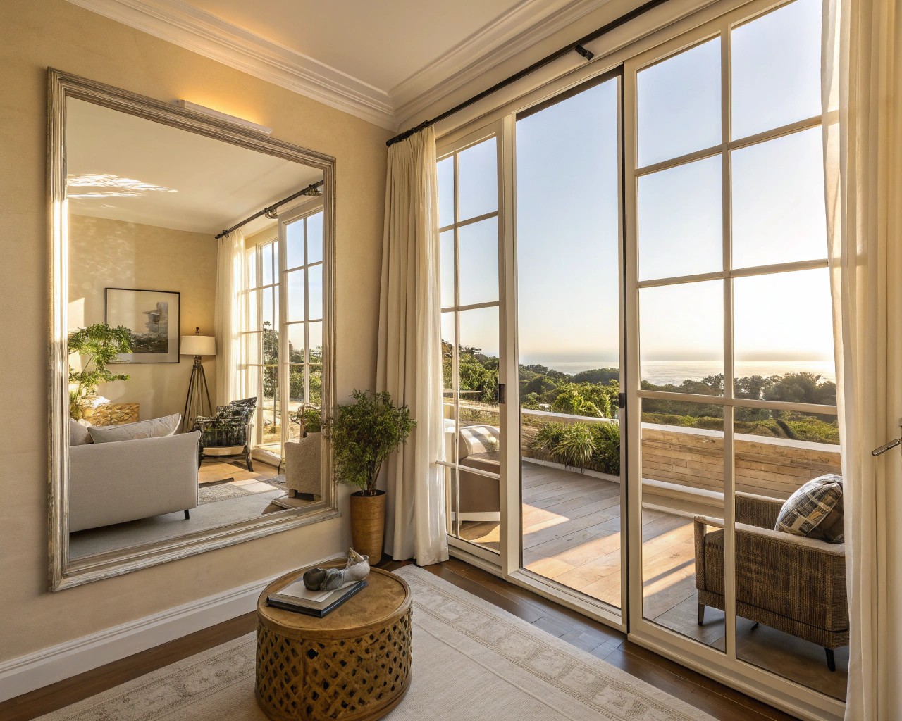 Mirrors amplify both natural and artificial light, doubling illumination and enhancing the airy feel of a space.