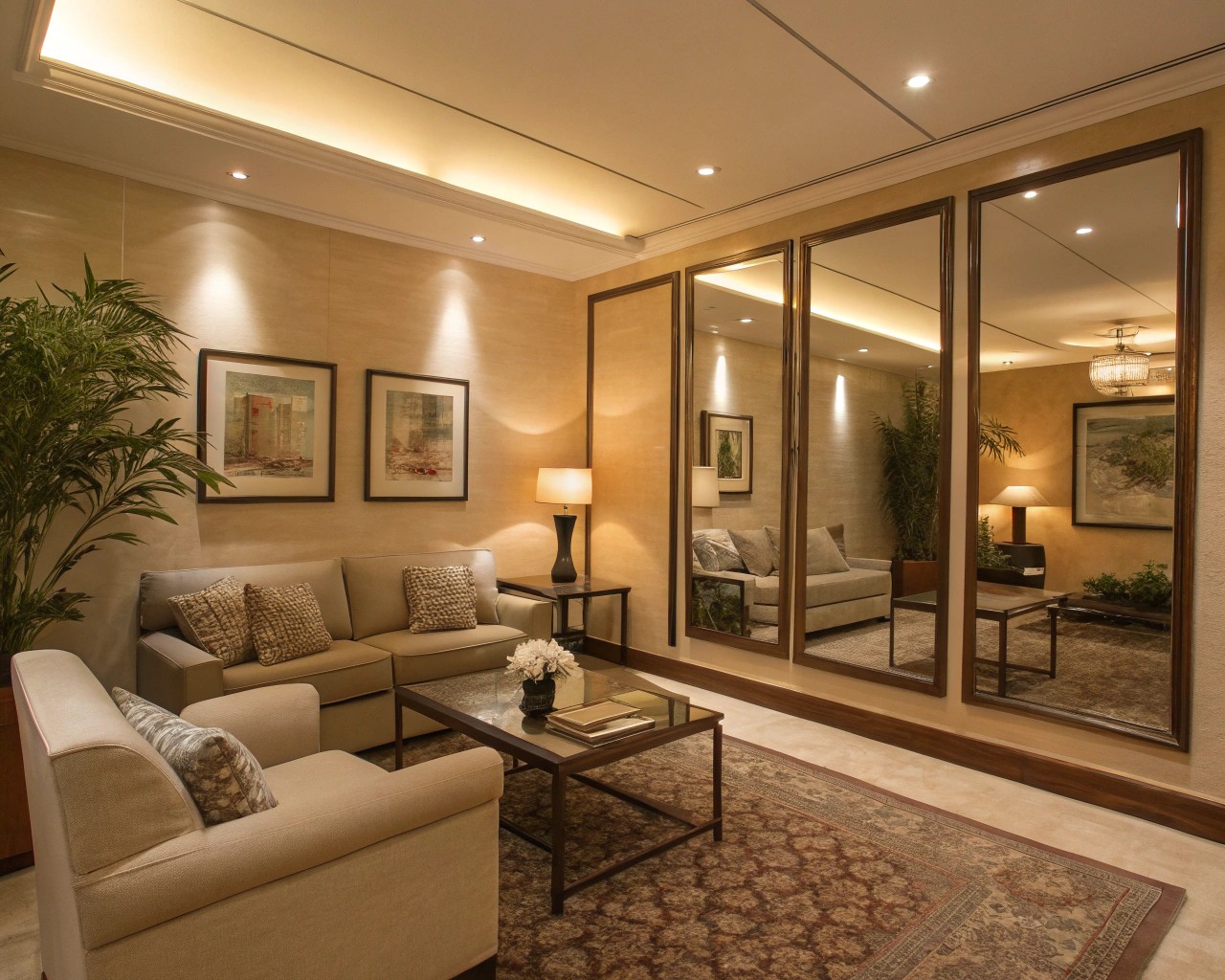 Mirrors, whether on walls or as part of furniture, enhance space perception while adding style and elegance to rooms.