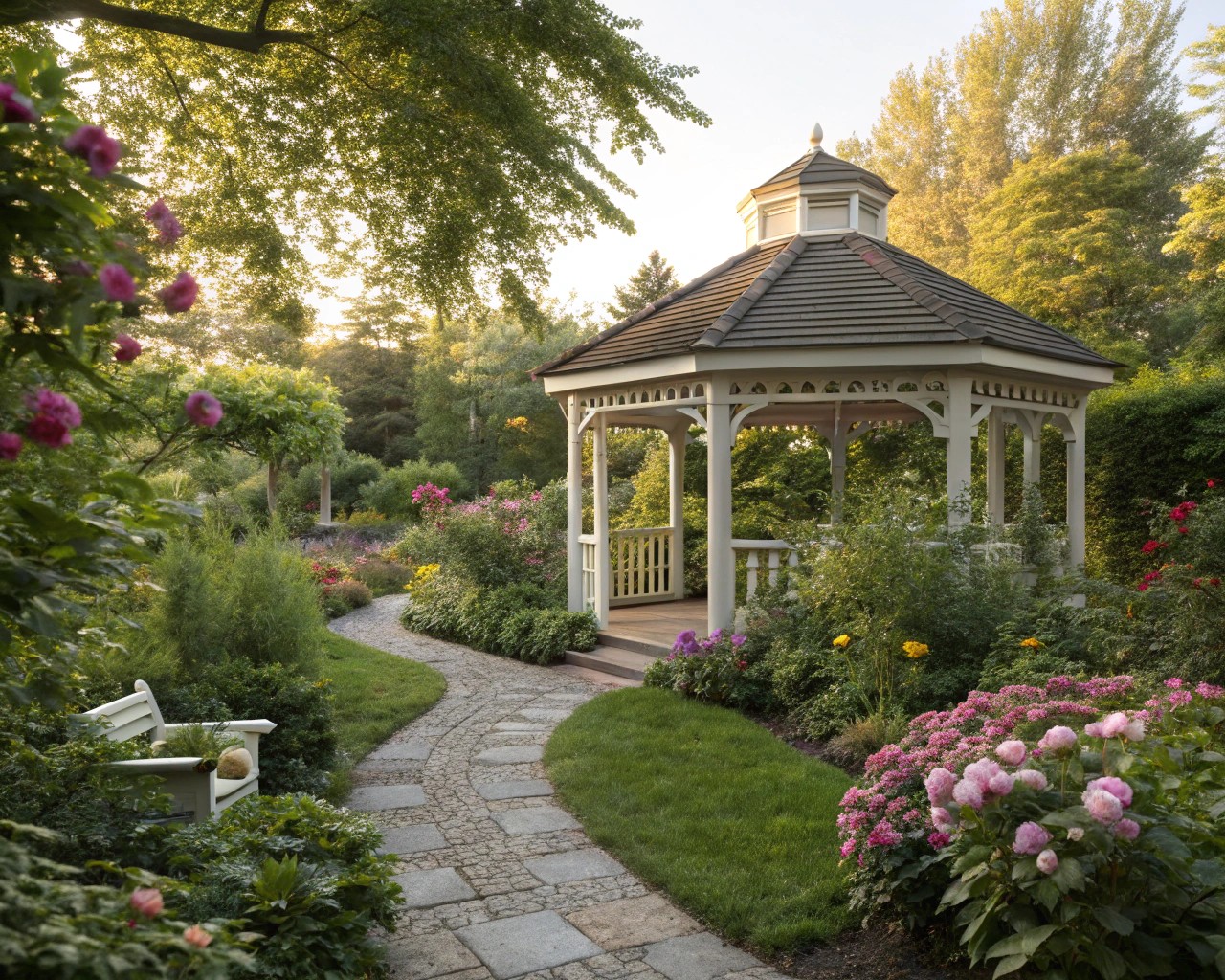 Modern gazebos and cabanas provide complete weather protection and enhance garden aesthetics.