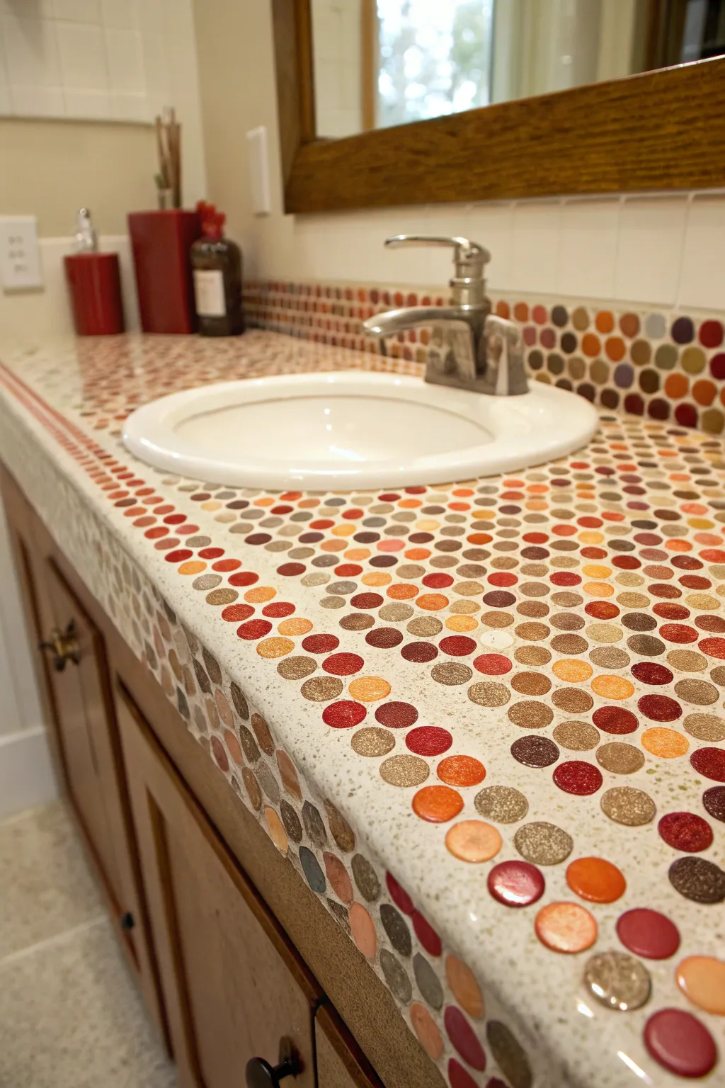 Creative Bathroom Countertops Using Tile